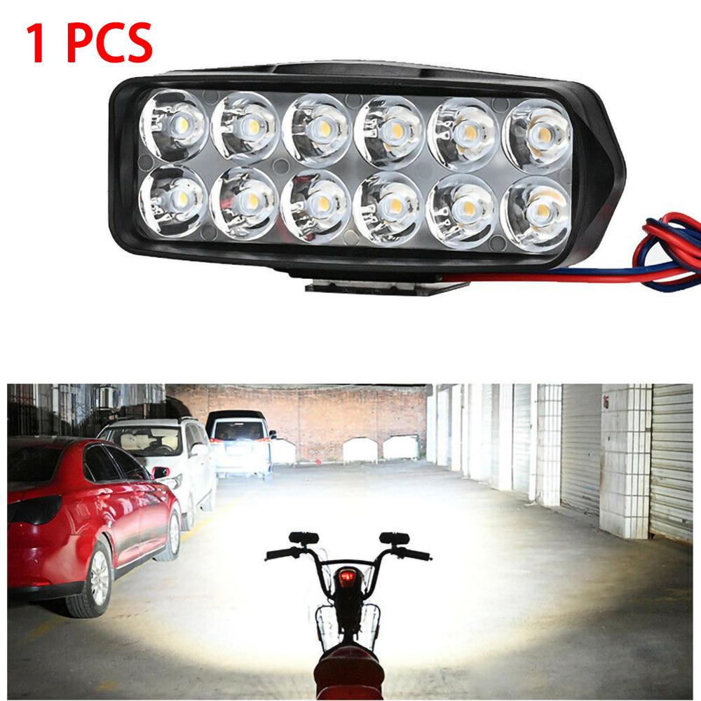 Motorcycle Headlights 18W 12LED LED Work Light Bar Headlight Driving Lamp Waterproof Moto Headlight Lamp Fog 7000K Spotlight: 1pcs