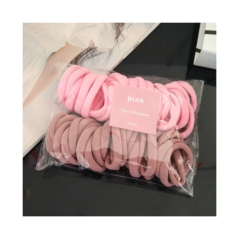 50 Stks/set Vrouwen Meisjes Kleurrijke Nylon Elastische Haarbanden Paardenstaart Houder Elastiekjes Chouchou Hoofddeksels Haar Accessoires: Pink B