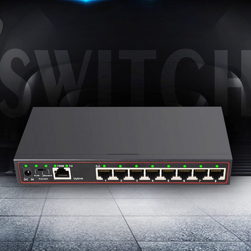 Interruptor de 9 puertos Gigabit, conmutador Ethernet de red, 100/1000Mbps, enchufe de la UE