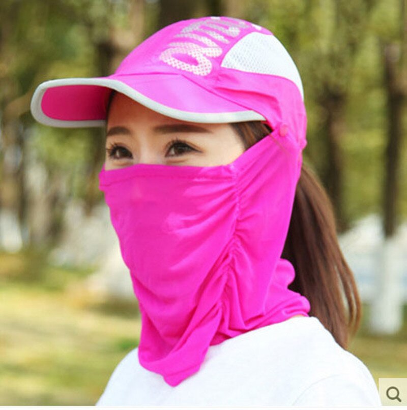 Mærke baseball cap kvinder udendørs baseball hat sommer mesh capsun hat uv beskyttelse solhat ansigt hals beskytte: Rød