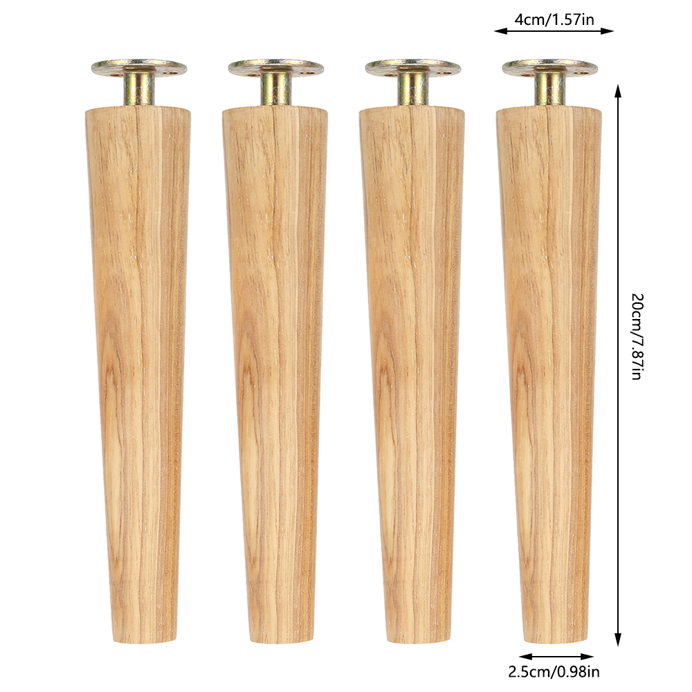 4pcs Furniture Feet Height 8/15/20CM Solid Wood Furniture Leg Inclined Cone Bed Cabinet Table Sofa Legs Chair Replacement Feet: Style1 X 20cm