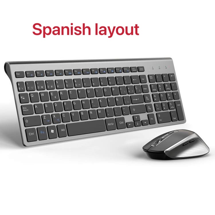 Teclado sem fio mouse espanhol/russo conjunto 2.4g ultra-fino design elegante para escritório/viagens teclado mouse sem fio de tamanho completo: green