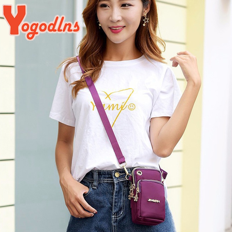 Yogodlns Waterproof Nylon Women Crossbody Phone Shoulder Bag Small Pouch Case Belt Casual Purse Wallet