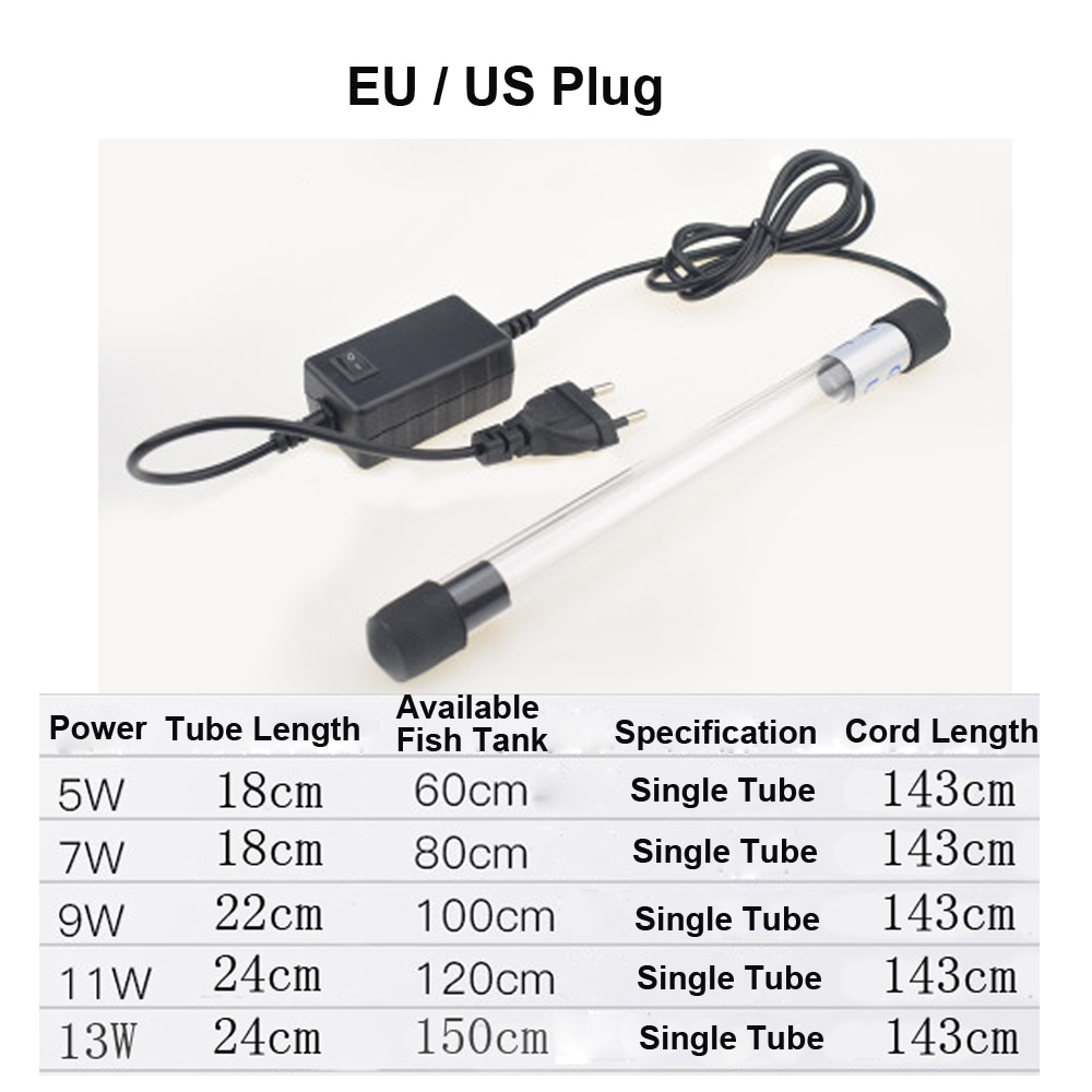 Aquarium Uv Verlichting Aquarium Sterilisator Uv Lamp Desinfectie Waterzuiveraar 5 W/7 W/9 W/ 11 W/13 W Uv Lamp Sterilisator Aquarium Verlichting