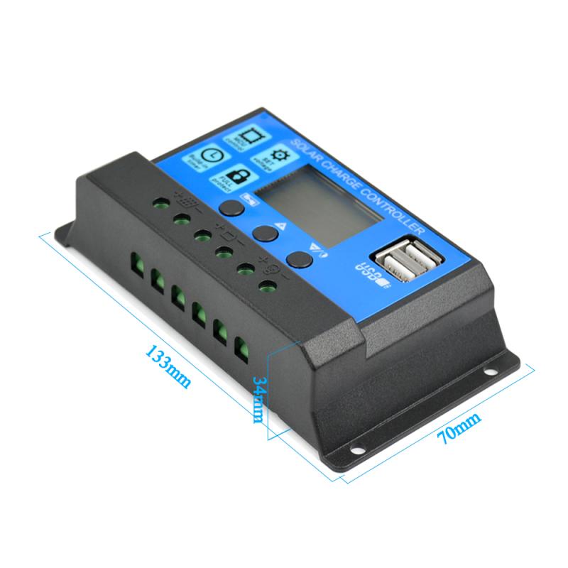 Aurinkopaneelien lataussäädin 12v 24v 50a 40a 30a 20a automaattinen aurinkopaneelinohjaimen säädin yleinen usb 5v -lataus -lcd -näyttö