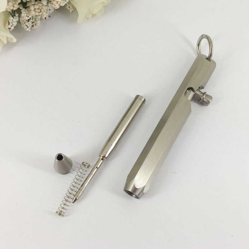 ACMECN – Mini stylo à bille Hexagonal en acier inoxydable, avec porte-clés, mignon, court 39g, de noël, Mini stylo 1736S
