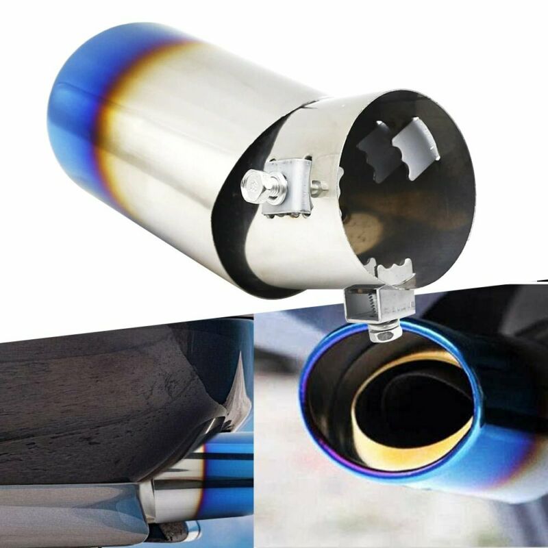 Round Universal Car Exhaust Muffler Tip Stainless Steel Pipe Exhaust Tail Muffler Tip Pipe Silver Chrome Car Accessories