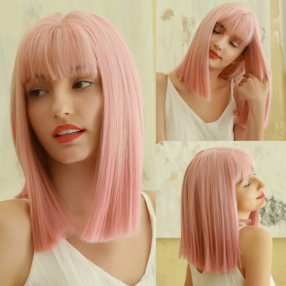 Element Kurze Gerade Synthetische Braun Nette Bob Perücken mit Pony Hitze Beständig Perücken für Weiß/Schwarz Frauen Party oder täglichen Verschleiß: ss152-3