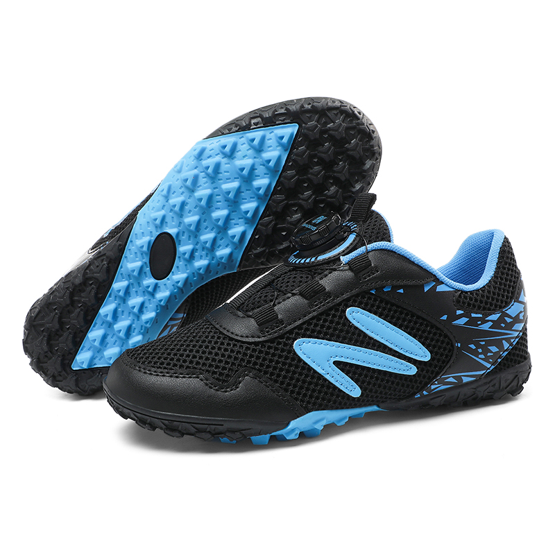 rotierend Schnalle Rasen FußBall Schuhe Jungen Professionelle freundlicher FußBall Schuhe Atmungsaktive FußBall Turnschuhe Art FußBall Stollen: Schwarz / 34