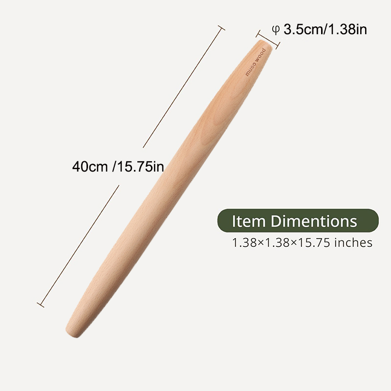 Valnøttre fransk kjevle trerulle til fondant paideig kjeksdeig kjøkkenredskap baketilbehør verktøy: Militærgrønn