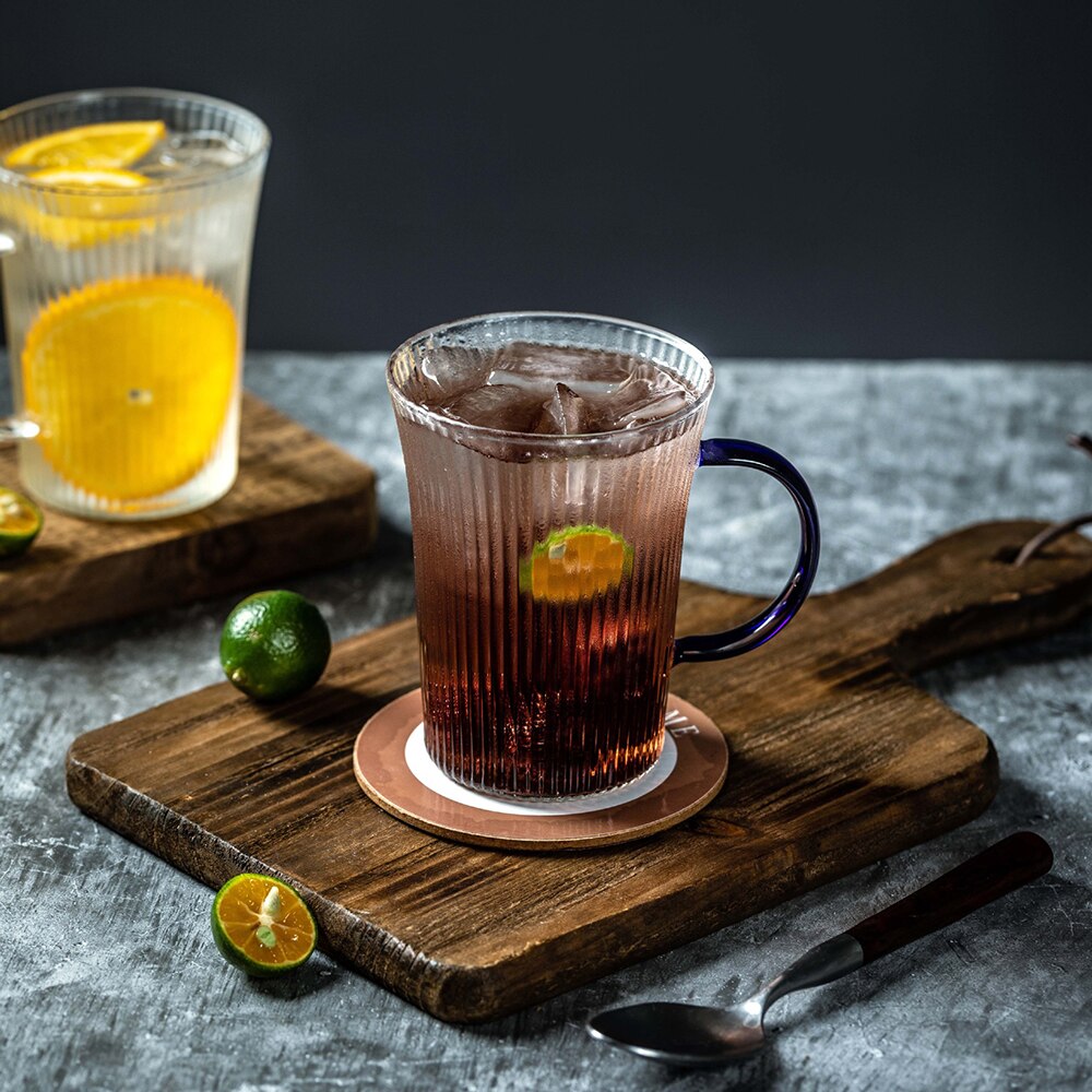 Vertikal konsistens frukostkopp klassisk stil transparent glas hög temperaturbeständighet kaffe mjölk te yoghurt muggar