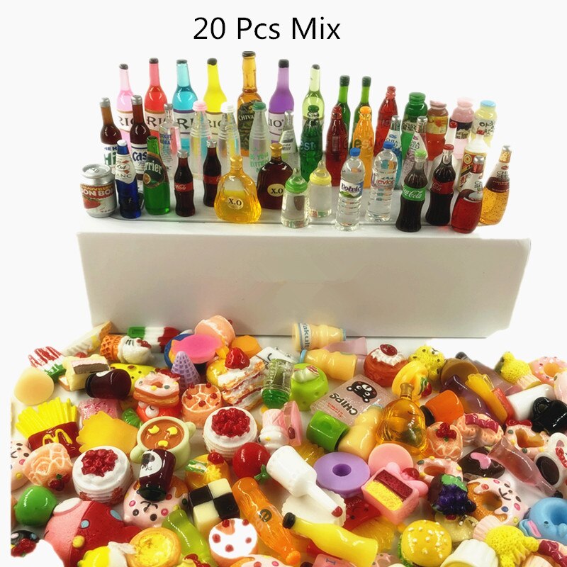 10/20 Pcs Mini Fles Charms Leuke Accessoire Deel Voor Pop Speelgoed Pop Huis Decoratie: 20 Pcs Mix