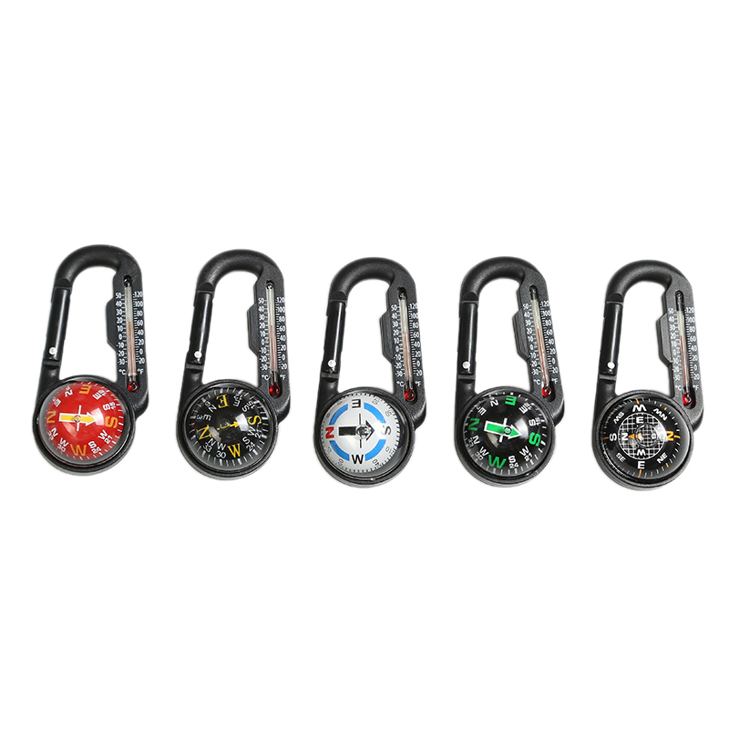 Kompas Wandelen Backpacking Accessoires Outdoor Camping Bergbeklimmen Gesp Mini Kompas Karabijnhaak Sleutelhanger Thermometer