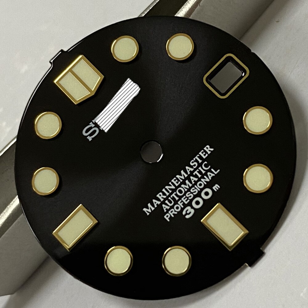 Horloge Onderdelen 28.5Mm Zwart/Green Dial Luminous Marks Duikhorloge Wijzerplaat Geschikt Voor NH35 Automatische Beweging