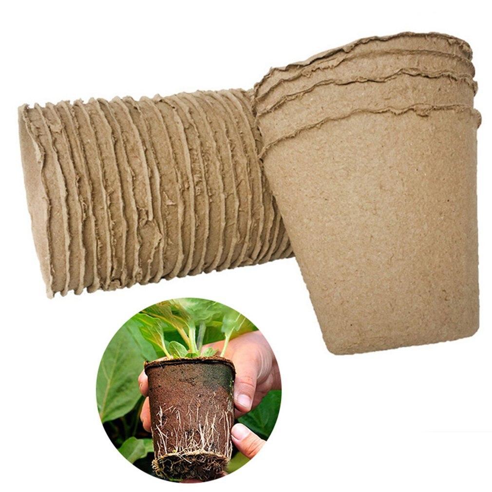 Round Degradable Pulp Peat Seedling Cup Seed Starter Pots Kits Garden Germination Nursery Pot Degradable