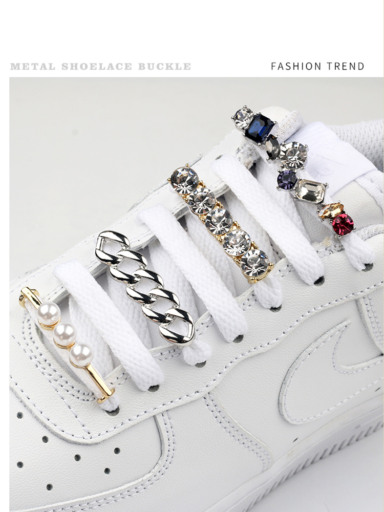 Turnschuhe Schnürsenkel Dekoration Metall Schnürsenkel Schnalle Perle Schuhe Charme Zubehör Glänzenden Strass Frauen schnürsenkel Dekorative