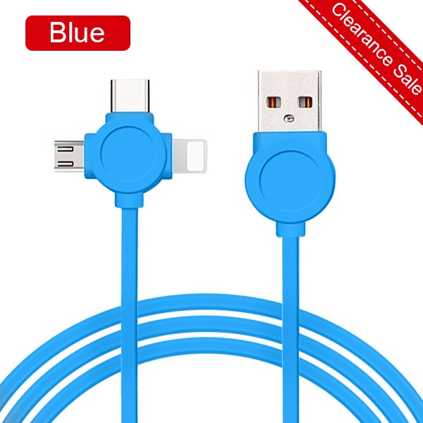 Cable de carga USB 3 en 1 NOHON, iluminación para iPhone X, XS, MAX, XR, 8, Micro USB, tipo-c, Android, para Xiaomi 8 y Samsung, carga rápida: Blue