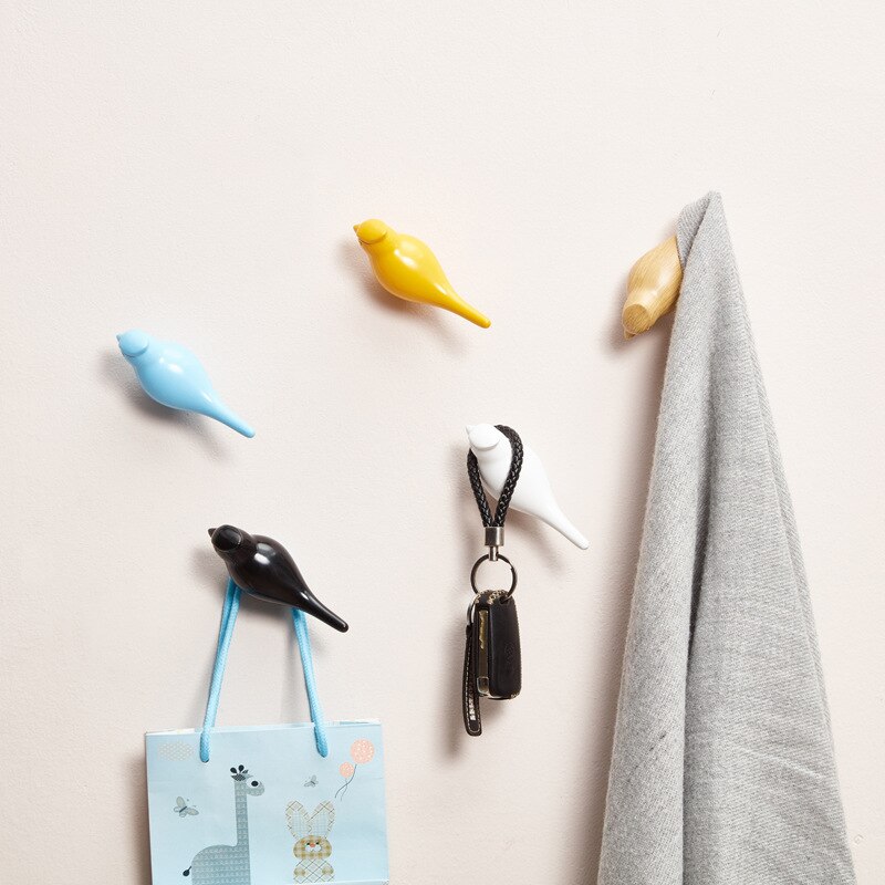 Kreatywna ściana haki ozdoba w kształcie ptaka żywica drewno ziarna haki drzwi robić sypialni po zwierzęta haki 3D wieszak na płaszcze pojedynczy wieszak ścienny