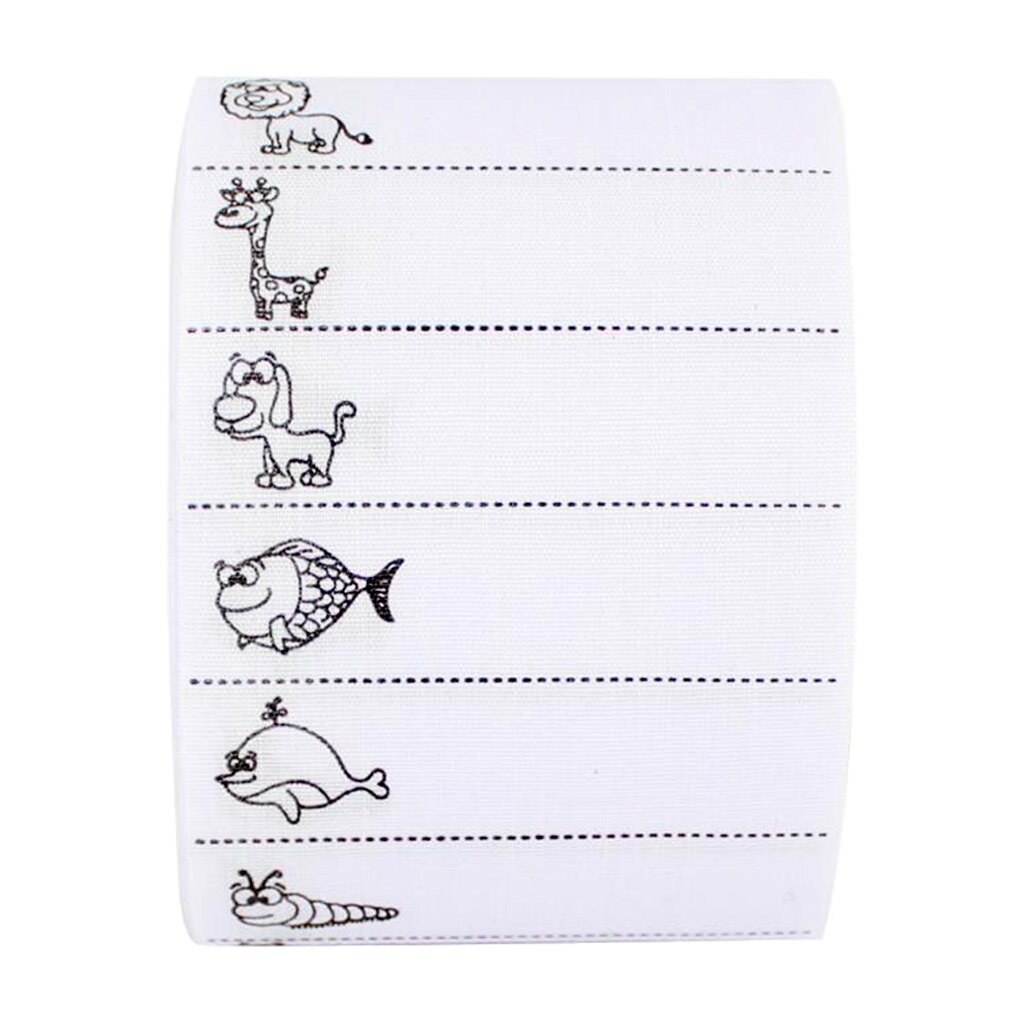 100Pcs Sew On Name Labels Printed Animals Patterns For Kids Children