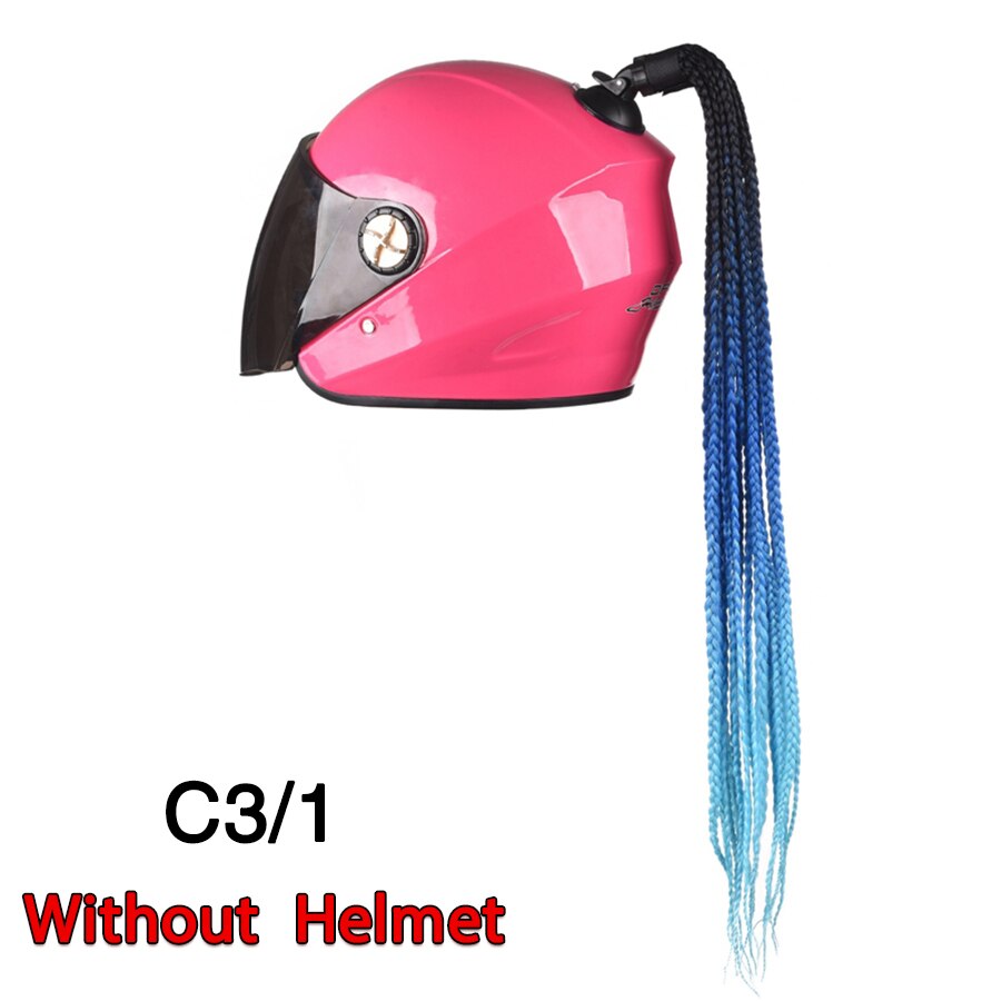 Casque de moto en queue de cochon ombré, rampe dégradé, queue de cheval tressée avec ventouse, décoration Punk, queue de cheval tressée: c3-1