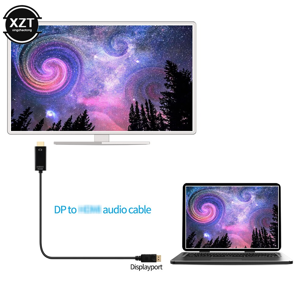 Displayport DP to HDMI-Compatible Cable Adapter Male to Female for HP/DELL Laptop PC Display Port to 1080P 4K 30Hz Converter
