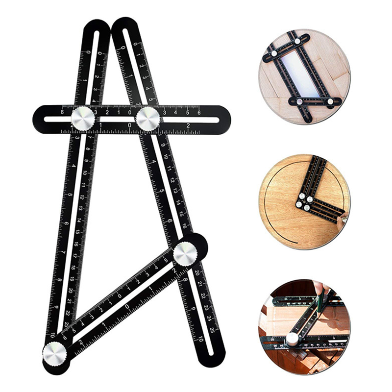 LAMEZIA 25cm Angle Measuring Protractor Four-Sided Ruler Template Instrument Tool Slides Mechanism For Carpenter