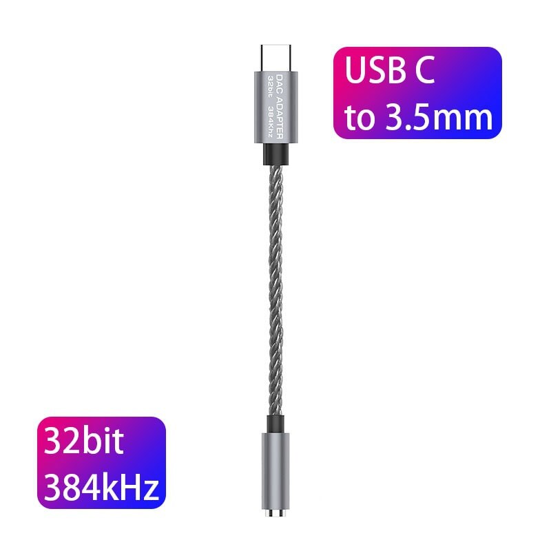 Realtek ALC5686 Usb Type C Dac Hoofdtelefoon Versterker Met 3.5Mm Uitgang Snr 125dB Pcm 32b/384Khz Voor android En Laptop