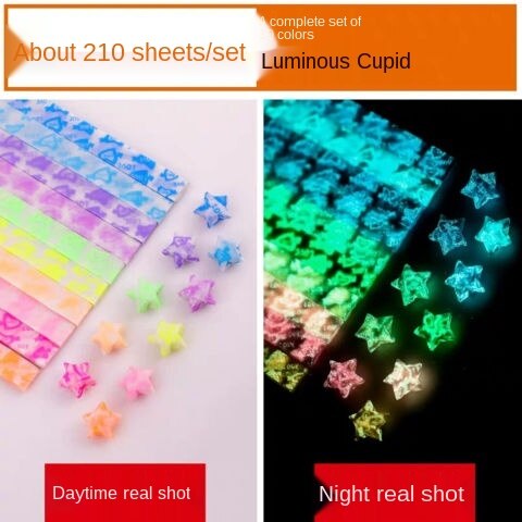 Lighting Star Origami Paper Handmade Mixed Set Craft Paper Folding DIY Crafts Fluorescence Home Decoration Stickers Luck: Yellow