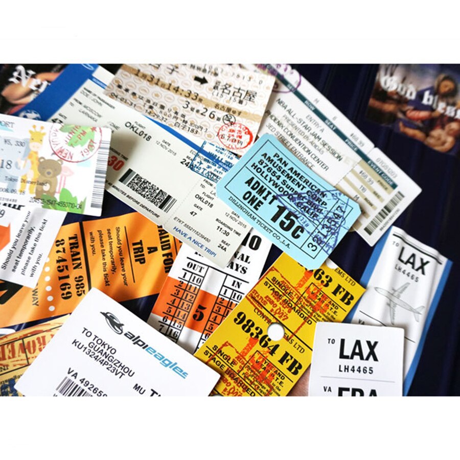 29 stk retro flybilletter klistermærke rejse boarding pass air tickerts klistermærker til mac bog kuffert laptop skateboard telefon bil: Default Title