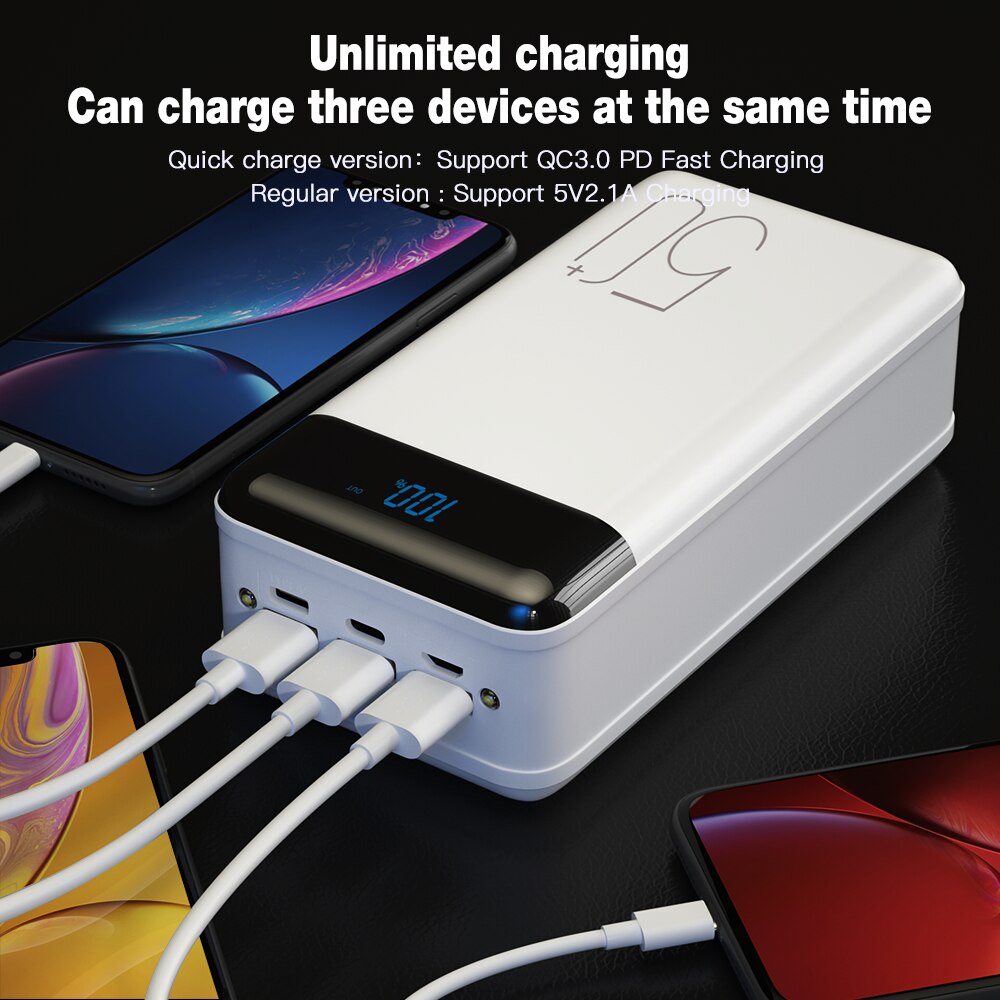 Power Bank 50000mAh 18W PD QC3.0 Quick Charge Poverbank External Battery Portable Powerbank 50000mAh for iPhone 12 Pro 11 Xiaomi