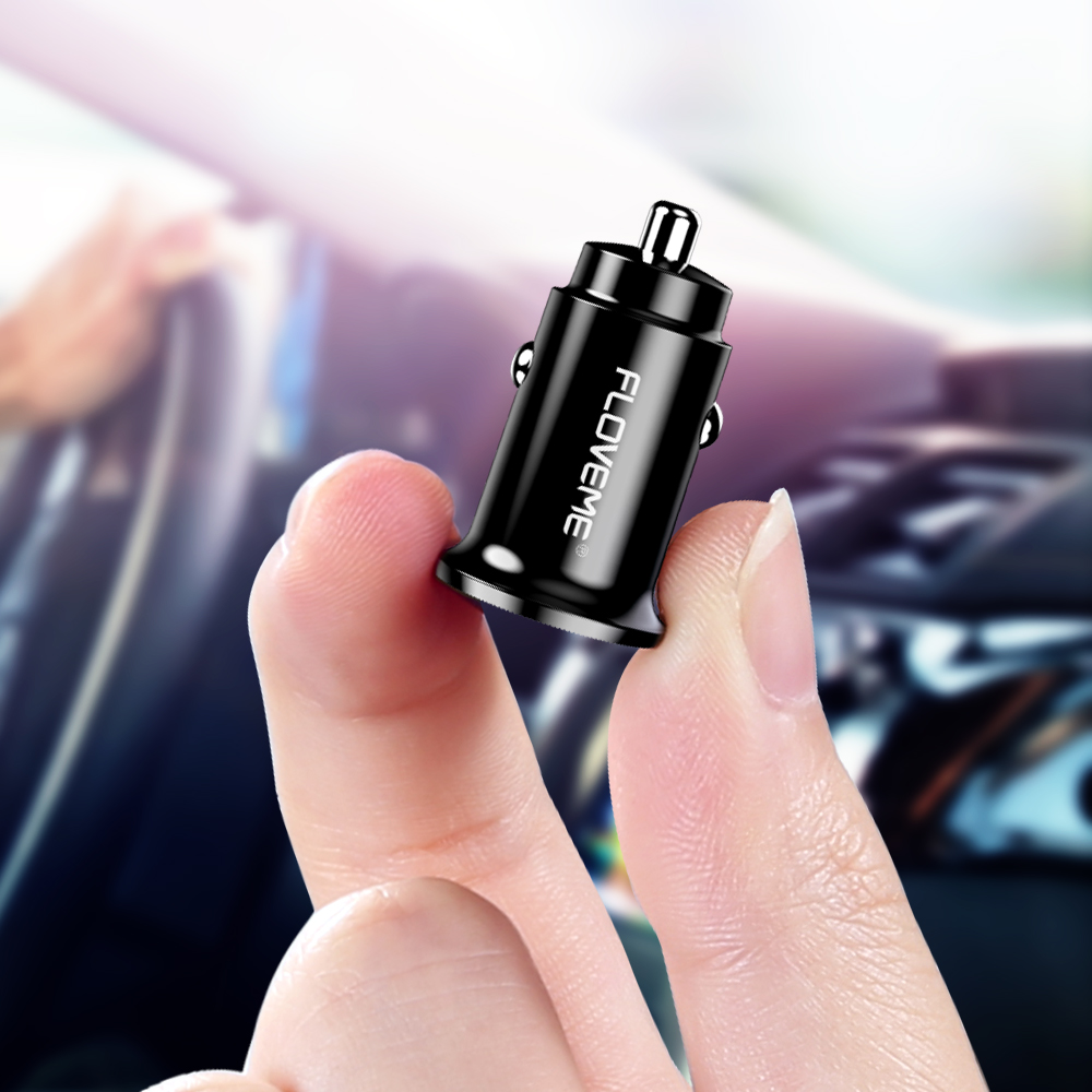 Floveme-cargador USB Mini para coche para iPhone 7 6X8 Plus 3.1A, cargador rápido para coche para Xiaomi Redmi Note 7, adaptador de cargador de coche USB Dual