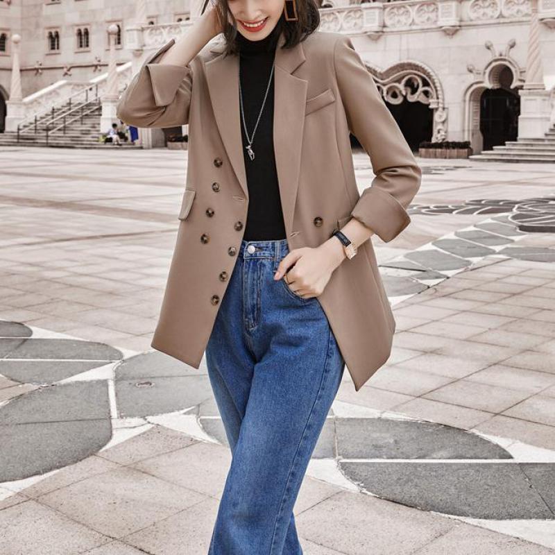 Lauri Laki bureau dame Blazer femmes solide à manches longues costume Blazer manteau rétro noir kaki Blazer veste automne