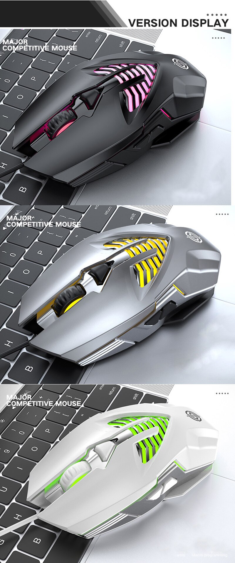 Q1 Concurrerende Gaming Muis Usb 6 Knop Macro Definition Metalen Muis Desktop Notebook Muis Laptop Notebook Kantoor Gaming Mouse