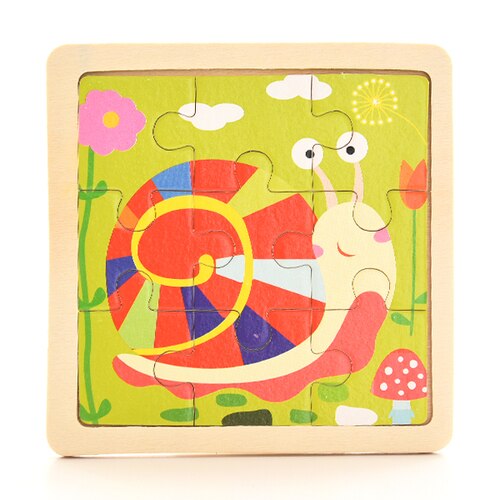 Baby Wooden Montessori Puzzle Child Game Wooden Puzzle 3D Cartoon Animal Puzzle Babies Toys Puzzles For Kids 1 2 3 Year Old: Snail