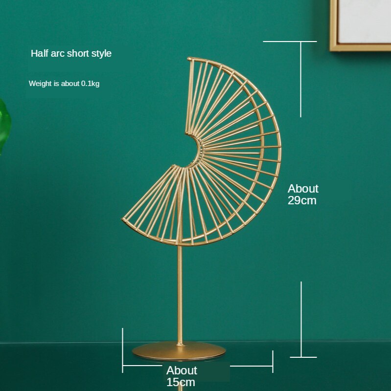 Gyllene järn ginkgo blad ornament hem tv skrivbord vin skåp dekoration modell med marmor bas konsol: 7