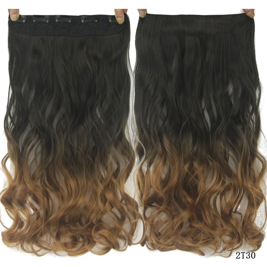 Soowee 60cm Lange Synthetische Haar Clip In Hair Extension Hittebestendige Haarstukje Natuurlijke Golvend Haar Stuk: 2T30