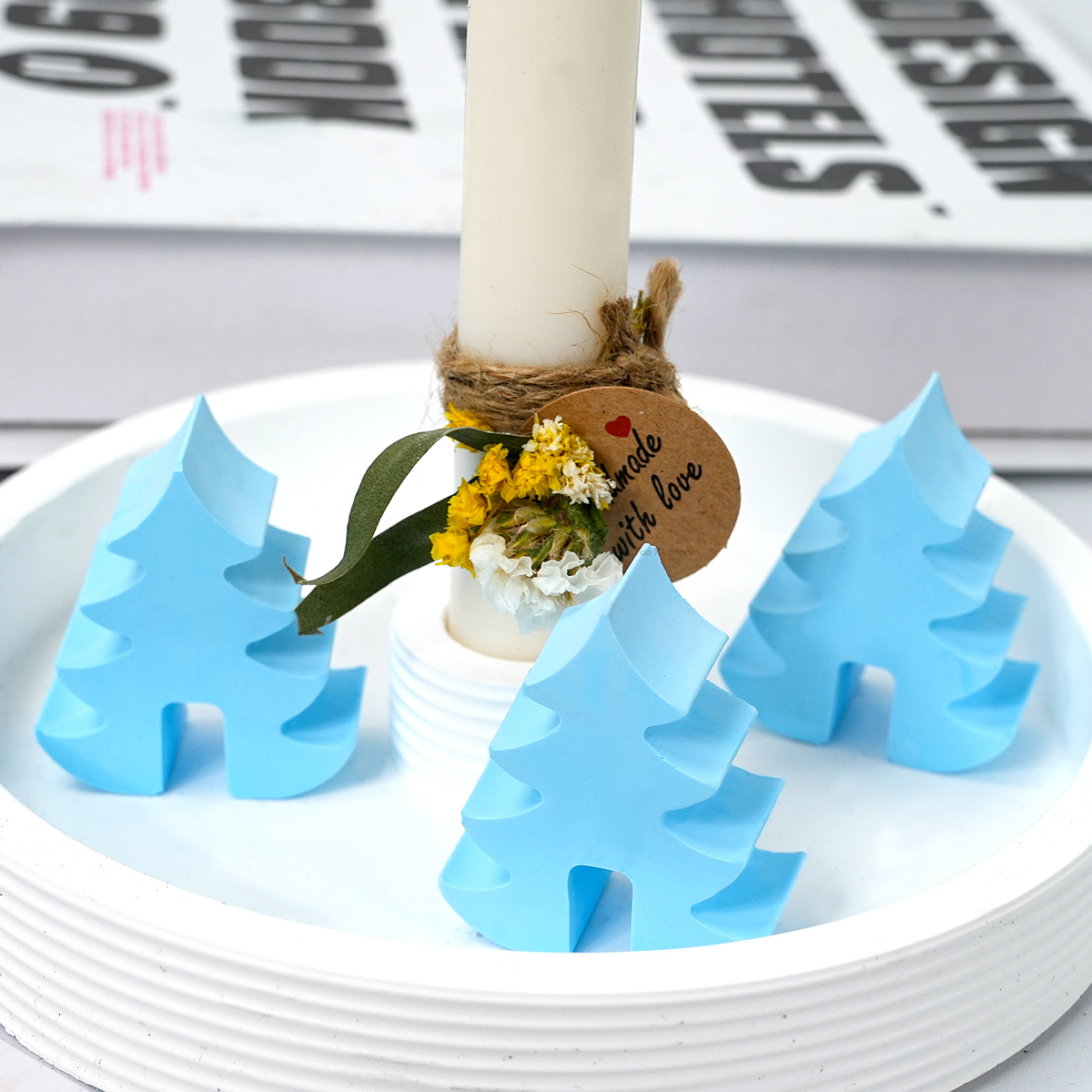4-gaats kerstboom kandelaar siliconen mal DIY handgemaakte aromath kaars mallen gips hars kaarshouder ambachten maken gereedschap