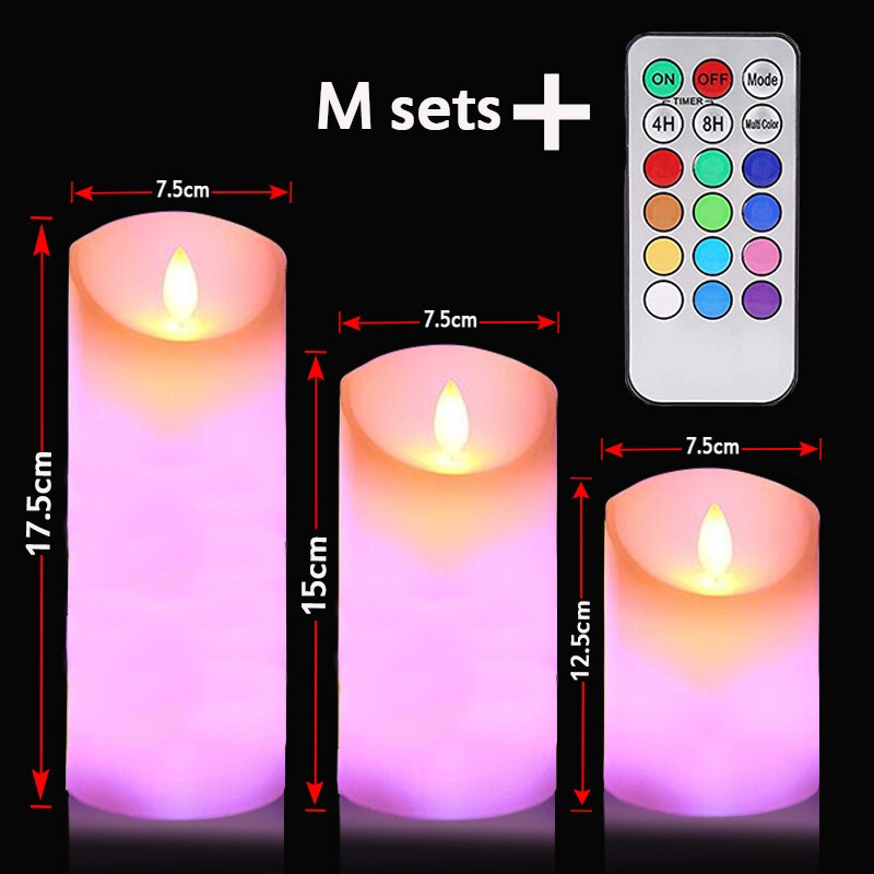 Remote Control LED Candle Lights with Timer Flameless RGB Candle Night Light Tea Lights for Home Wedding Christmas Decoration: M Sets