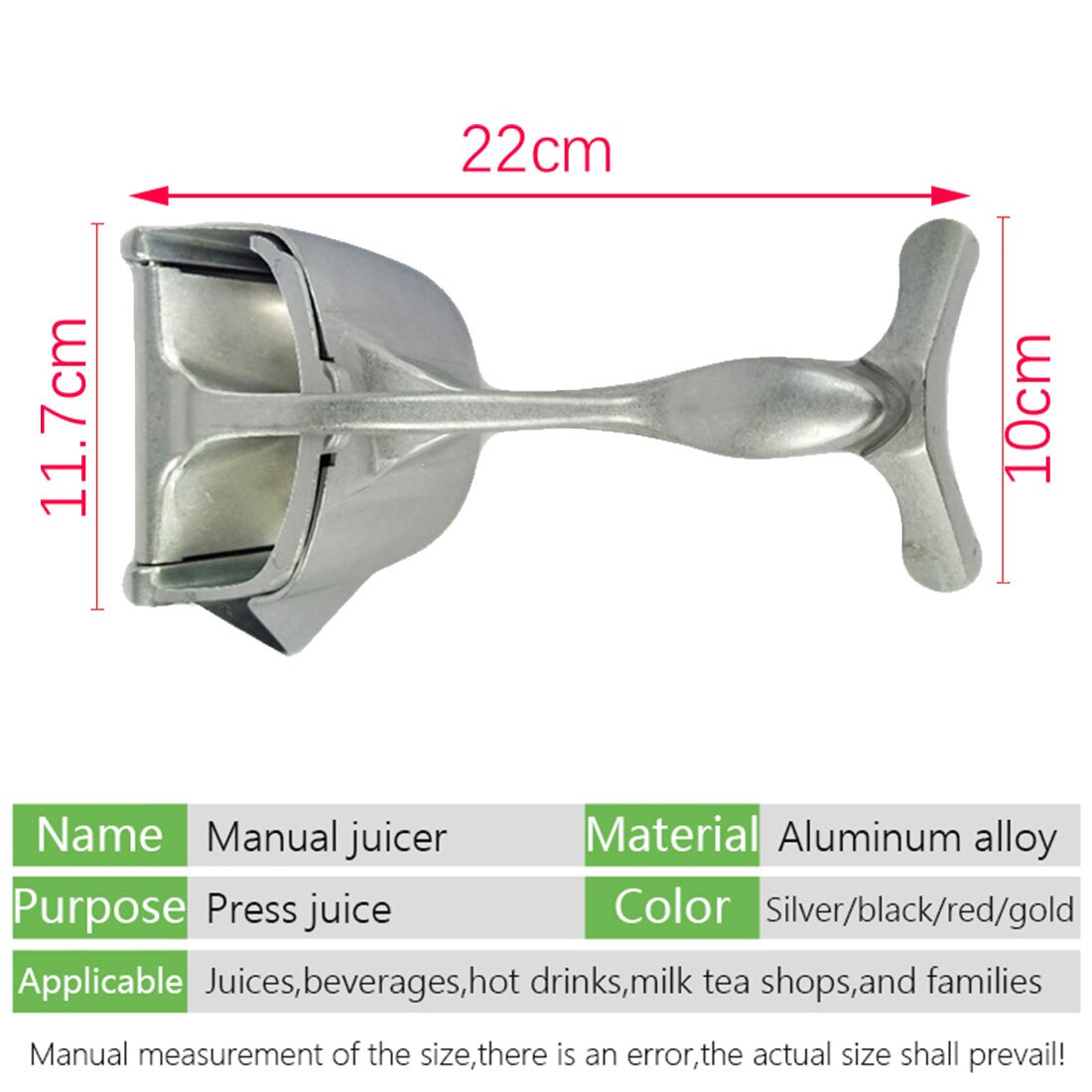 1Pcs Aluminium Handleiding Fruit Juicer Citroen Watermeloen Granaatappel Oranje Fruit Huishouden Squeezer Tool Keuken Accessoires