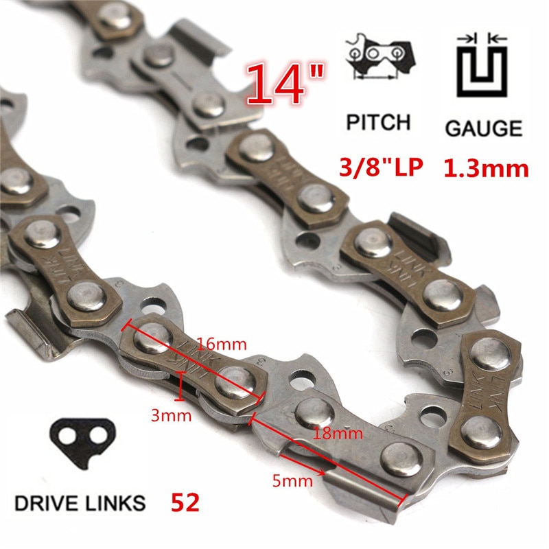 52 Link 14" Metal Chainsaw Saw Chain Length Fits For McCulloch 335 338 435 438 463 for Use on Portable Chain Saw Mills