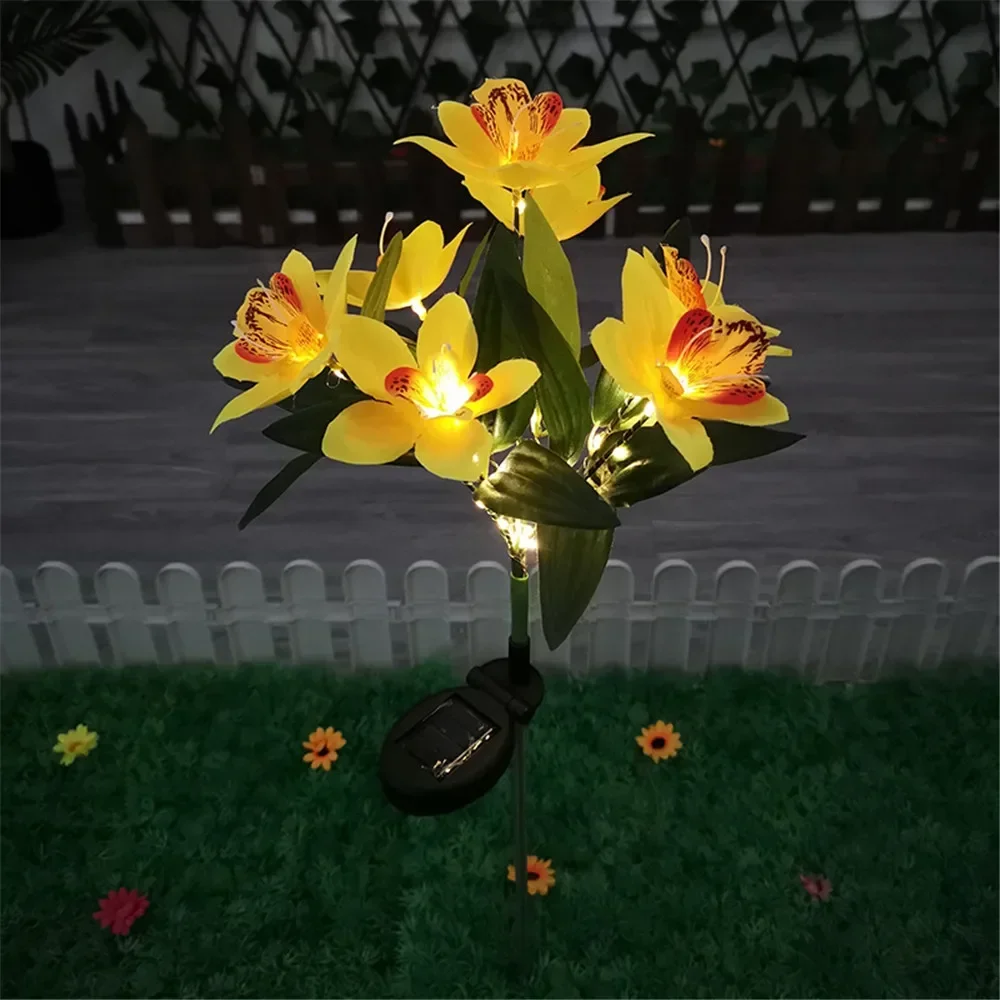 Simulation solaire orchidée fleur lumières lampe extérieure pour Patio pelouse jardin fête de mariage décoration fleur: green