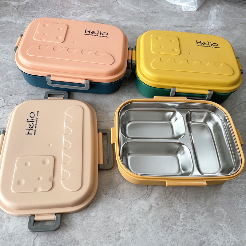 Leuke Rvs Lunchboxen Voor Studenten Lunch Dozen Voor Kantoormedewerkers Met Maaltijden Plastic Servies Dozen Voedsel Container
