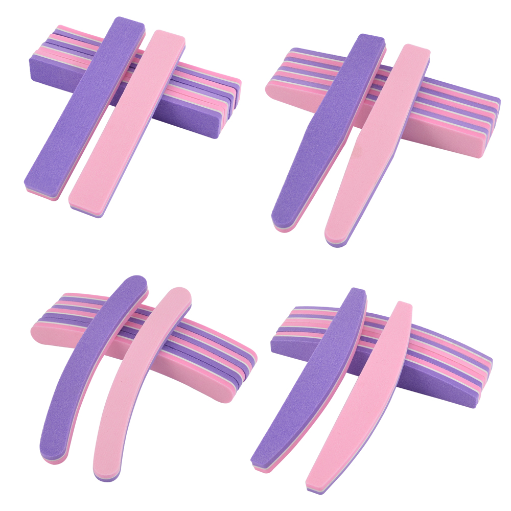 Klimonla – outils de manucure professionnels, 100/180 grains, rose, violet, courbe, bloc de ponçage, éponge, lime à ongles, 25 pièces