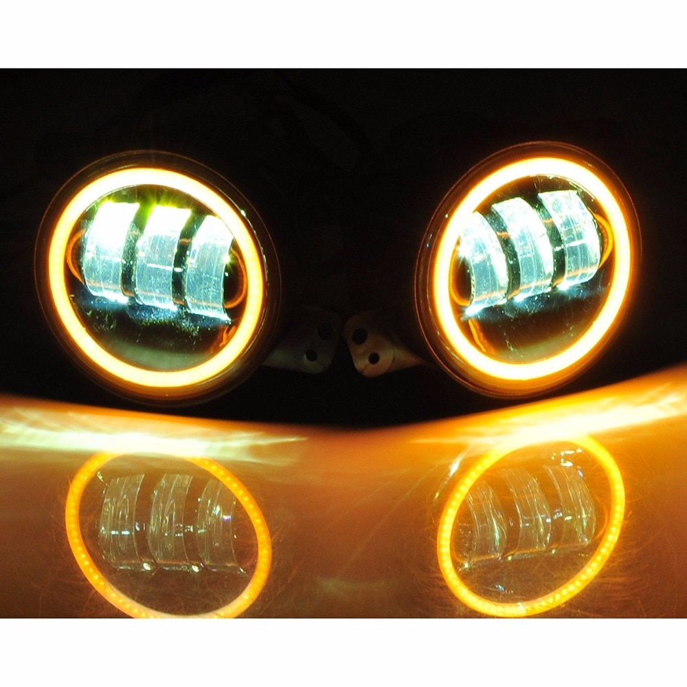 2PCS 4Inch Round Led Fog Lights 30W 6000K White Halo Ring DRL Off Road Fog Lamps For Jeep Wrangler JK TJ LJ Dodge Journey