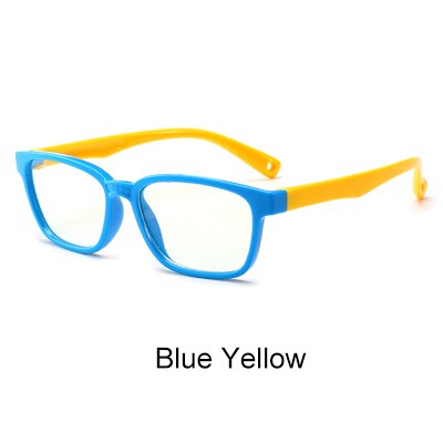 Ralferty børn firkantede briller anti-blå blokerende computer brilleramme barn dreng pige  tr90 fleksible briller rammer  a008: Blå gul