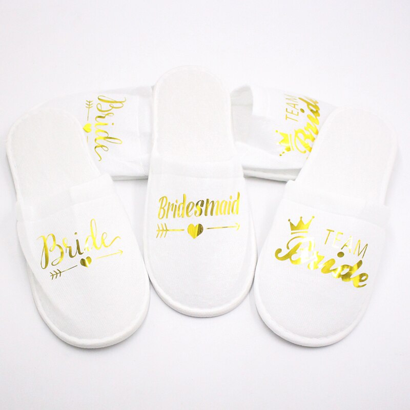 Gast Hotel Slippers Bruiloft Feest Bruidsmeisje Bruidsmeisje Slipper Hotel Reizen Spa Schoenen Gold Glitter Brief Flip Flop