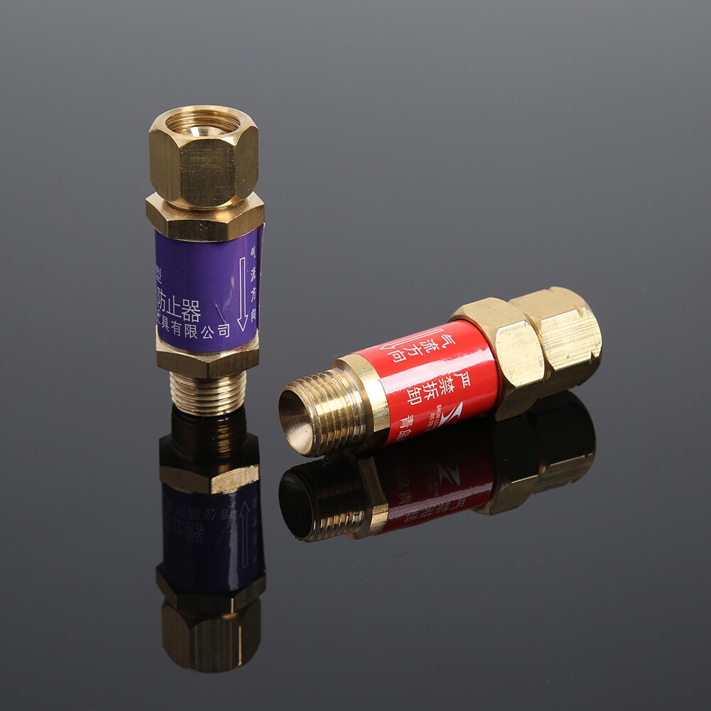 2Pcs Pipe Flashback Arrestors Acetylene Propane Liquefied Gas Oxygen Fuel Check Safety Valve Flame Buster Fireback Preventer