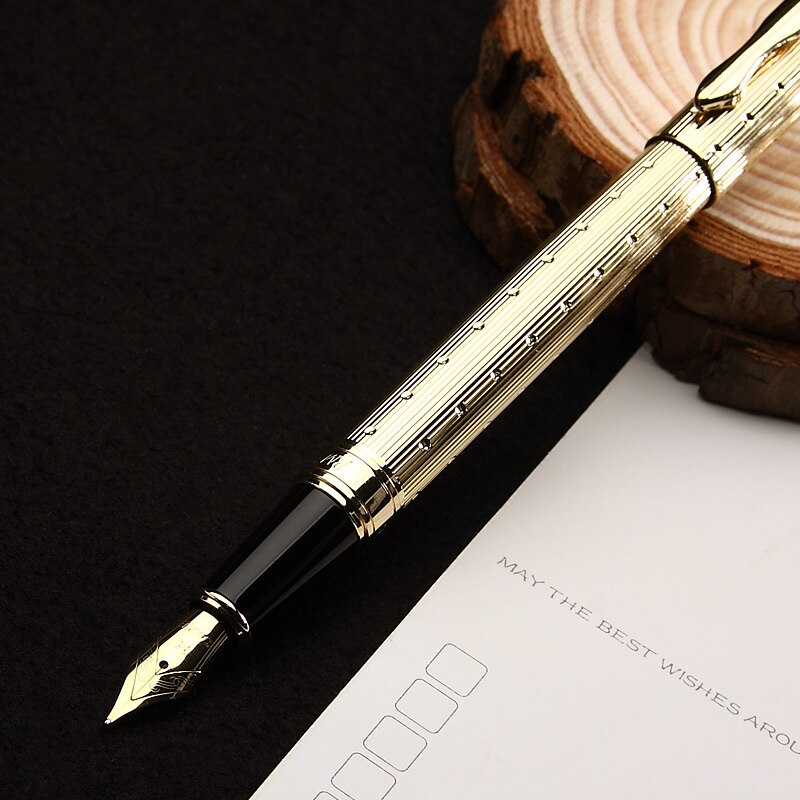 Luxury Band Fountain Pen Gold Silver Clip Optional Metal Writing Name Pens for Men Women Business Office Stationery