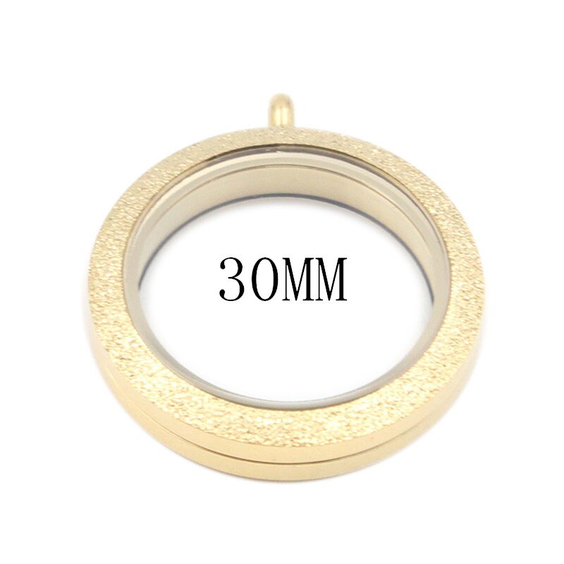 Waterproof Black Stainless Steel Floating Locket Pendant Screw Living Memory Glass Locket Necklace Father's Day: 30mm gold