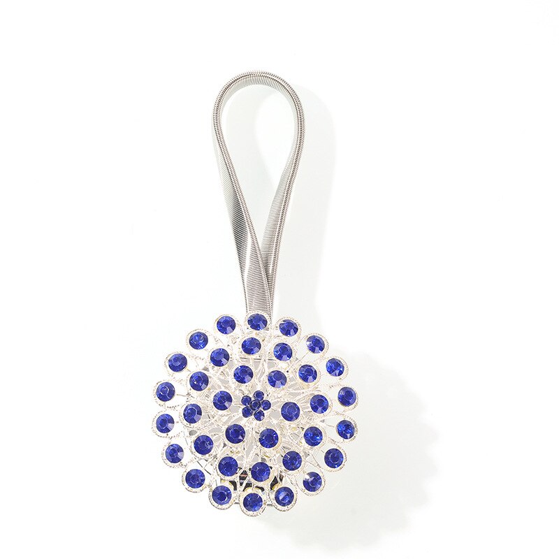 1pcs Flower Shape Rhinestones Magnet Curtain Tieback Magnetic Curtains Buckle Window Screening Ball Clip Holder Home Accessories: D